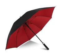 ZOMAKE Paraguas Golf Antiviento Automatico 54 Pulgadas,Extra Grande Paragua Resistente con Doble Toldo Venteado Impermeable A Prueba de Viento Palo Paraguas para Hombre Mujer(Negro/Rojo NEW)