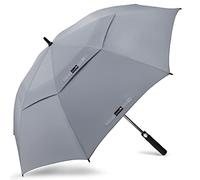 ZOMAKE Paraguas Golf Antiviento Automatico 62 Pulgadas,Extra Grande Paragua Resistente con Doble Toldo Venteado Impermeable A Prueba de Viento Palo Paraguas para Hombre Mujer(Gris Claro)