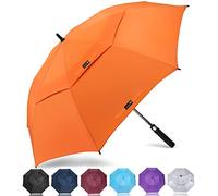 ZOMAKE Paraguas Golf Antiviento Automatico 62 Pulgadas,Extra Grande Paragua Resistente con Doble Toldo Venteado Impermeable A Prueba de Viento Palo Paraguas para Hombre Mujer(Naranja)