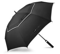 ZOMAKE Paraguas Golf Antiviento Automatico 68 Pulgadas,Extra Grande Paragua Resistente con Doble Toldo Venteado Impermeable A Prueba de Viento Palo Paraguas para Hombre Mujer(Nuevo Negro)