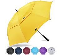 ZOMAKE Paraguas Golf Antiviento Automatico 68 Pulgadas,Extra Grande Paragua Resistente con Doble Toldo Venteado Impermeable A Prueba de Viento Palo Paraguas para Hombre Mujer(Amarillo)