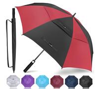 ZOMAKE Paraguas Golf Grande,Paraguas Golf XXL,Paragua Resistente Extra Grandes Caballero Fuerte Strong Windproof Viento Sombrilla Antiviento Mujer Hombre Largo Umbrella(Negro/Rojo)