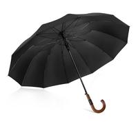 ZOMAKE Paraguas Grande 12 Varillas,55 Pulgadas XXL Paraguas de Golf Resistente Antiviento,120 cm Paraguas Largo Clásico con Bastones Para Hombre Mujer(Negro-B)