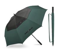 ZOMAKE Paraguas Grande 62 Pulgadas - XL Paraguas De Golf Antiviento con Apertura Automática,Doble Toldo De Umbrella Ventilado para 2-3 Personas,Paraguas Hombre Mujer Grandes(Negro-Verde Oscuro)