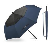 ZOMAKE Paraguas Grande 62 Pulgadas - XL Paraguas De Golf Antiviento con Apertura Automática,Doble Toldo De Umbrella Ventilado para 2-3 Personas,Paraguas Hombre Mujer Grandes(Negro-Azul Oscuro)