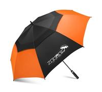 ZOMAKE Paraguas Grande 62 Pulgadas,XL Paraguas Golf Grandes Antiviento,Umbrella Resistente con Doble Toldo Venteado Impermeable para Hombre Mujer(Negro&Naranja)