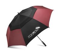ZOMAKE Paraguas Grande 62 Pulgadas,XL Paraguas Golf Grandes Antiviento,Umbrella Resistente con Doble Toldo Venteado Impermeable para Hombre Mujer(Negro&Rojo Vino)