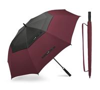 ZOMAKE Paraguas Grande 68 Pulgadas - XXL Paraguas De Golf Antiviento con Apertura Automática,Doble Toldo De Umbrella Ventilado para 2-4 Personas,Paraguas Hombre Mujer Grandes(Negro-Burdeos)