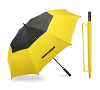 ZOMAKE Paraguas Grande 68 Pulgadas,XXL Paraguas de Golf Antiviento con Apertura Automática,Doble Toldo de Umbrella Ventilado para 2-4 Personas,Paraguas Hombre Mujer Grandes(Negro-Amarillo)