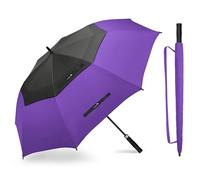 ZOMAKE Paraguas Grande 68 Pulgadas - XXL Paraguas De Golf Antiviento con Apertura Automática,Doble Toldo De Umbrella Ventilado para 2-4 Personas,Paraguas Hombre Mujer Grandes(Negro-Morado)