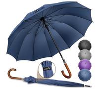 ZOMAKE Paraguas Grande Antiviento 55 Pulgadas,12 Varillas Paraguas Largo Clásico con Bastones,XXL Paraguas de Golf Apertura automática Para Hombre Mujer(Azul)