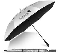 ZOMAKE Paraguas Parasol Anti-UV,62 Pulgadas Paraguas Grande de Golf Cortaviento, Parasol Doble Ventilado para Hombre Mujer 2-3 Personas(Negro Plateado)