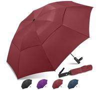 ZOMAKE Paraguas Plegable Antiviento,54 Pulgadas Paraguas Grandes Automático Resistente,Umbrella Paragua Protección Solar UV para Hombre Mujer(Rojo-Triple pliegue)