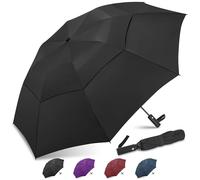 ZOMAKE Paraguas Plegable Antiviento,54 Pulgadas Paraguas Grandes Automático Resistente,Umbrella Paragua Protección Solar UV para Hombre Mujer(Negro-Triple pliegue)