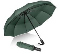ZOMAKE Paraguas Plegable Antiviento,Pequeño Paragua Protección Solar UV para Mujer Hombre,Mini Umbrella con Apertura y Cierre Automático,Resistente al Viento de Secado Rápido(Verde Oscuro)