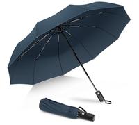 ZOMAKE Paraguas Plegable Antiviento,Pequeño Paragua Protección Solar UV para Mujer Hombre,Mini Umbrella con Apertura y Cierre Automático,Resistente al Viento de Secado Rápido(Azul)