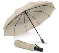 ZOMAKE Paraguas Plegable Antiviento,Pequeño Paragua Protección Solar UV para Mujer Hombre,Mini Umbrella con Apertura y Cierre Automático,Resistente al Viento de Secado Rápido(Cream)