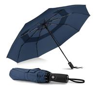 ZOMAKE Paraguas Plegable Antiviento,Pequeño Paragua Protección Solar UV para Mujer Hombre,Mini Umbrella con Apertura y Cierre Automático Resistente al Viento con Doble Toldo(Zafiro-Doble capa)