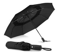 ZOMAKE Paraguas Plegable Antiviento,Pequeño Paragua Protección Solar UV para Mujer Hombre,Mini Umbrella con Apertura y Cierre Automático Resistente al Viento con Doble Toldo(Negro-Doble capa)