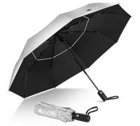 ZOMAKE Paraguas Plegable UPF 50+ - Parasol Automático con Revestimiento Plateado UV, Compacto y Portátil de Bolsillo para Verano, Playa y Viaje (Negro Plateado)