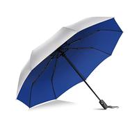 ZOMAKE Paraguas Plegable UPF 50+ - Parasol Automático con Revestimiento Plateado UV, Compacto y Portátil de Bolsillo para Verano, Playa y Viaje (Azul Plata)