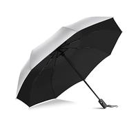 ZOMAKE Paraguas, UPF 50+, Protección UV, Automático de Apertura y Cierre, Revestimiento de Plata Pequeño, Plegable (Negro Plata)