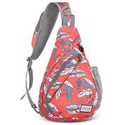 ZOMAKE Sling Bag Bolsa Pecho Para Mujer Mochila Bandolera Para Hombres Mujeres Senderismo Ligero Ciclismo Mochila de Viaje para Acampar(Naranja Hoja Blanca)