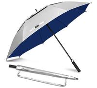 ZOMAKE UV Paraguas de Golf 130 cm,Grande XXL Paraguas Golf UV Protección Automática Apertura,Umbrella Gigante de Sol Doble Toldo Para Hombre Mujer Familia(Plata Azul Marino)