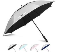 ZOMAKE UV Paraguas de Golf 130 cm,Grande XXL Paraguas Golf UV Protección Automática Apertura,Umbrella Gigante de Sol Doble Toldo Para Hombre Mujer Familia(Plata Negro)