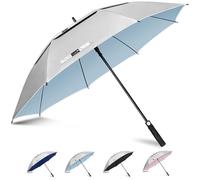 ZOMAKE UV Paraguas de Golf 130cm,Grande M Paraguas Golf UV Protección Automática Apertura,Umbrella Gigante de Sol Doble Toldo para Hombre Mujer Familia(Plata Azul Claro)