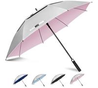 ZOMAKE UV Paraguas de Golf 130cm,Grande XXL Paraguas Golf UV Protección Automática Apertura,Umbrella Gigante de Sol Doble Toldo Para Hombre Mujer Familia(Plata Rosa)