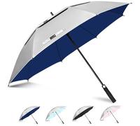 ZOMAKE UV Paraguas de Golf 137 cm,Grande XXL Paraguas Golf UV Protección Automática Apertura,Umbrella Gigante de Sol Doble Toldo Para Hombre Mujer Familia(Plata Azul Marino)