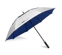 ZOMAKE UV Paraguas de Golf 157cm,Grande XXL Paraguas Golf UV Protección Automática Apertura,Umbrella Gigante de Sol Doble Toldo Para Hombre Mujer Familia(Plata Azul Marino)