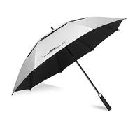 ZOMAKE UV Paraguas de Golf 172cm,Grande XXL Paraguas Golf UV Protección Automática Apertura,Umbrella Gigante de Sol Doble Toldo Para Hombre Mujer Familia(Plata Negro)