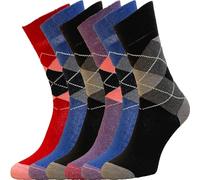 ZombaFlo 6 pares de calcetines para diabéticas para mujer - sin elástico - ricos en algodón | Calcetines Gentle Grip de sujeción suave para mujer, talla 4-7, multipack, Argyle, 4-7