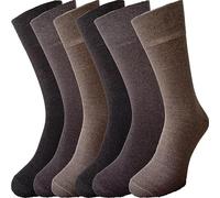ZombaFlo 6 pares de calcetines para diabéticos para hombre, no elásticos, agarre suave, cómodos, sueltos, de algodón, calcetines ricos para mantenerse en pie, talla 36-48, paquete múltiple, marrón,