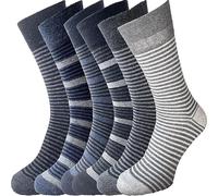 ZombaFlo 6 pares de calcetines para diabéticos para hombre, no elásticos, agarre suave, cómodos, sueltos, de algodón, calcetines ricos para mantenerse en pie, talla 36-48, paquete múltiple, Rayas.,