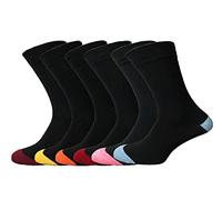 ZOMBAFLO® 6 pares de calcetines para diabéticos para hombre, no elásticos, agarre suave, cómodos, sueltos, de algodón, ricos y coloridos, talón y punta, calcetines para hombre, talla 36-48, Negro, 6
