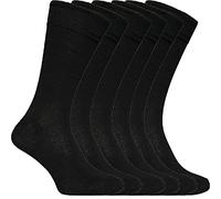 ZombaFlo 6 pares de calcetines para diabéticos para hombres, no elásticos, suaves, cómodos, tops ricos en algodón, talla 6-11 del Reino Unido (negro)