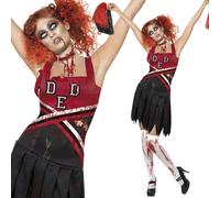 Zombi Adulto Mujer Alto Escuela Terror Disfraz Halloween + Pompones