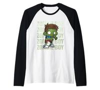 Zombi Boy Cute Adorable Kawaii Halloween Zombies Camiseta Manga Raglan