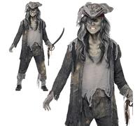 Zombi Hombre Disfraz de Pirata Barco Fantasma Ghoul Halloween Disfraz M-XL