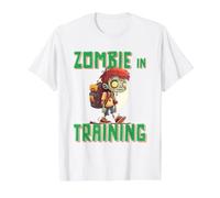 Zombie en Entrenamiento Divertido película de Terror Halloween Living Dead Camiseta gráfica económica, Hombre, Blanco, L