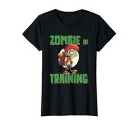 Zombie en Entrenamiento Divertido película de Terror Halloween Living Dead Camiseta gráfica económica, Mujer, Negro, XL
