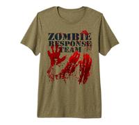 Zombie Equipo Camiseta Huellas Sangre Horror Camiseta Premium