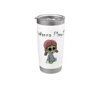 Zombie Girl Funny Zombie Doll ¿Quieres jugar? Zom e Halloween Vaso térmico de acero inoxidable de doble pared