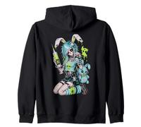 Zombie Goth Bunny Esqueleto Chica EMO Kawaii Goth Chica Sudadera con Capucha
