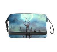 Zombie Hand Rise from Grave - Bolsa de cosméticos de doble capa para mujeres y niñas, neceser de viaje para maquillaje, práctica bolsa organizadora con compartimento para cepillos, multicolor,