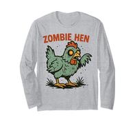 Zombie Hen Funny Chicken Halloween Design Manga Larga