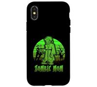 Zombie Mom Halloween Retro Sunset Funny Family Mother Carcasa para iPhone X/XS